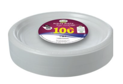 צלחות גדולות חד פעמיות לבנות - ספק משתנה (100 יח')