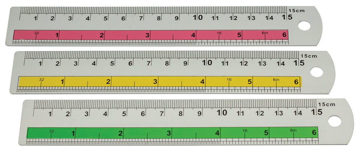 סרגלי אלומיניום צבעוניים 15 ס״מ