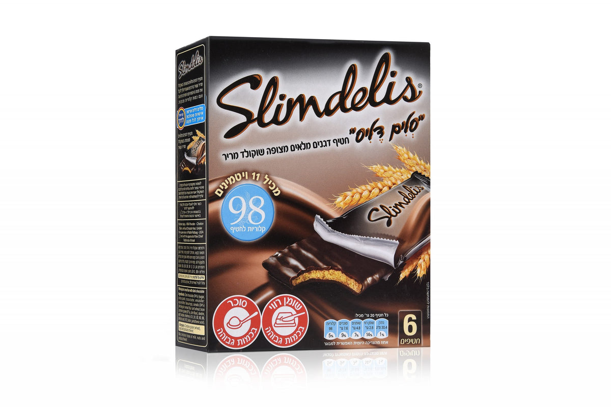 Slimdelis חטיף דגנים מצופה שוקולד מריר (6 חטיפים)