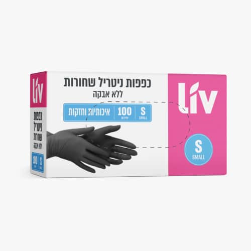liv כפפות ניטריל שחורות S